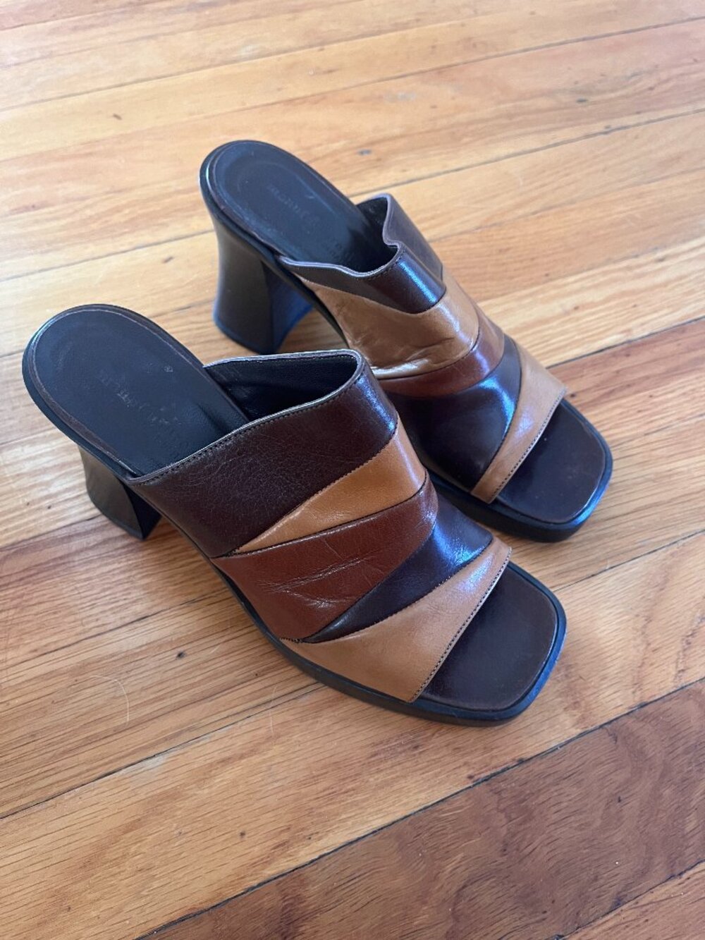 Manufacture d'Essai Vintage Patchwork Leather Mule Sandals Sz 38